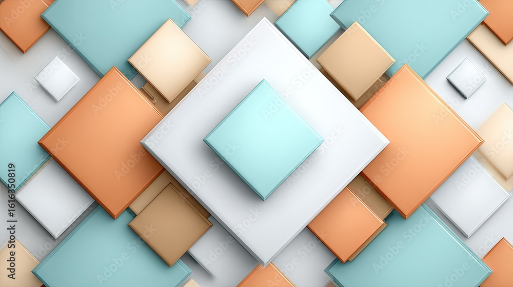 Aufkleber abstract geometric pattern of overlapping squares in pastel colors