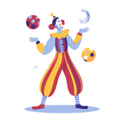 Naklejka premium A Colorful Clown Juggling Balls.