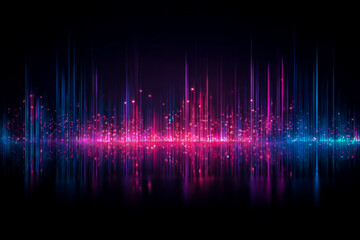 Vibrant digital sound wave visualization with neon lights