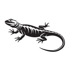 Artistic Black Lizard Silhouette Vector Graphic Design for Wildlife Enthusiasts and Reptile Lovers