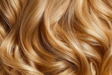 Naklejka premium Close-up of glossy, wavy blonde hair showcasing rich texture and color depth