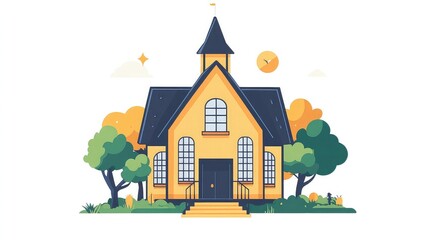 School Icon Symbolizing Education Teaching and Learning Representing School Life Learning Systems and Educational Growth for School Marketing Educational Resources and Visual Design