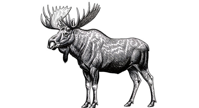 Majestic moose with large antlers isolated on transparent background