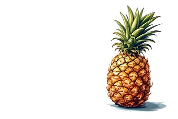 Fototapeta premium breathtaking illustration of a pineapple in the right corner with a white background, illustration, masterpiece, breathtaking illustration. Overall, it's an absolute world-class masterpiece illustrate