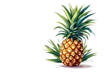 Fototapeta premium breathtaking illustration of a pineapple in the right corner with a white background, illustration, masterpiece, breathtaking illustration. Overall, it's an absolute world-class masterpiece illustrate