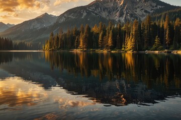 &ldquo;Majestic Sunset Over Serene Mountain Lake &ndash; Nature Landscape Reflection&rdquo;