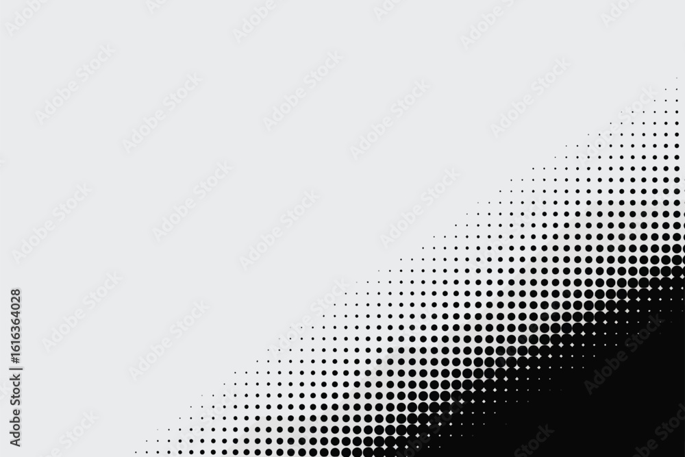 Fototapete halftone pattern fading from white to black with a diagonal gradient effect across the image plane