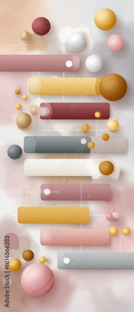 Poster abstract flat design illustration featuring colorful shapes and bars for visual tracking and project