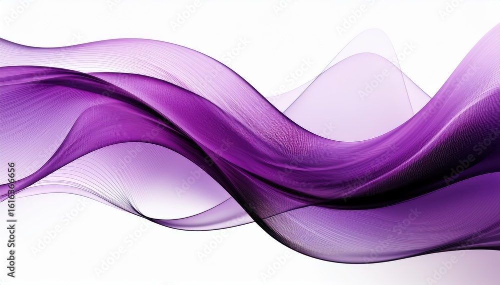 Aufkleber flowing purple abstract wave pattern with translucent curves on white background ideal for modern gr