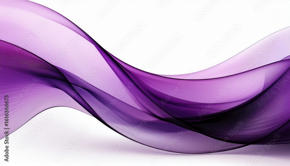 Aufkleber flowing purple abstract wave pattern with translucent curves on white background ideal for modern gr