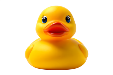 Yellow Rubber Duck, Isolated on a Neutral Background