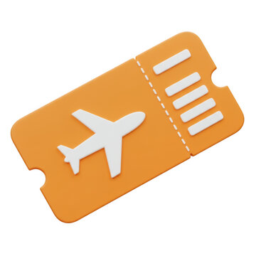 3d airplane ticket icon isolated on transparent background