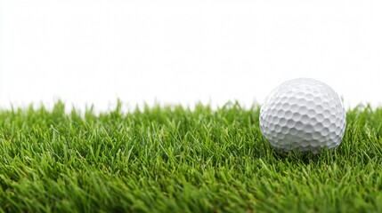 Fototapeta premium Golf Ball on Green Grass Field Isolated on White Background