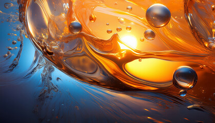 Fototapeta premium summer solstice abstract liquid art in solar colors illuminated from below