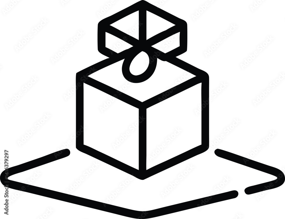 Poster abstract cube on platform vector, minimalist geometric shape design element