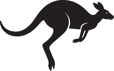 Fototapeta premium Black silhouette of a kangaroo in motion white animal