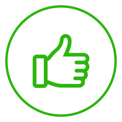Obraz premium Green thumbs up icon on a white background