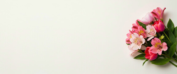 Fototapeta premium Colorful bouquet of flowers on white background 