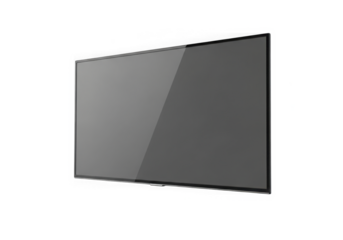 A sleek television screen isolated on transparent background