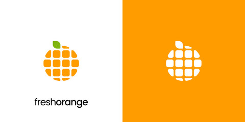 fresh orange tech logo template vector illustration icon symbol	