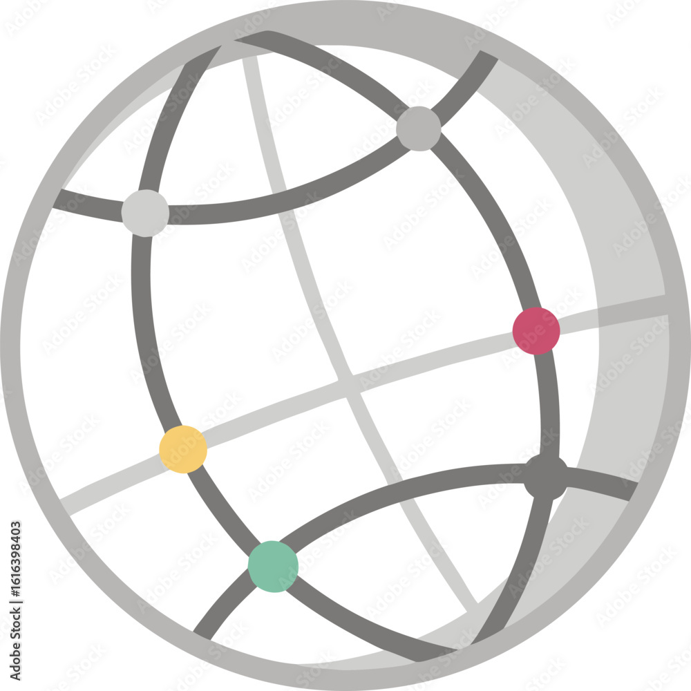 Poster globe network with colorful nodes vector icon connection