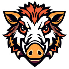 Fototapeta premium Wild boar head logo, close-up, transparent background