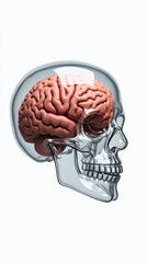 Transparent Skull with Brain — Detailed 3D Medical Visualization of Human Skull and Brain Anatomy