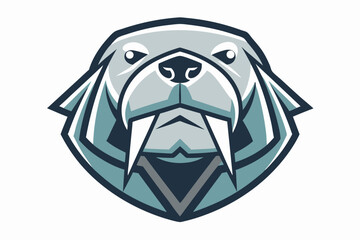 vector walrus head logo geometric design