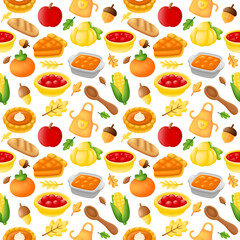 Thanksgiving Feast Harvest Food seamless pattern 