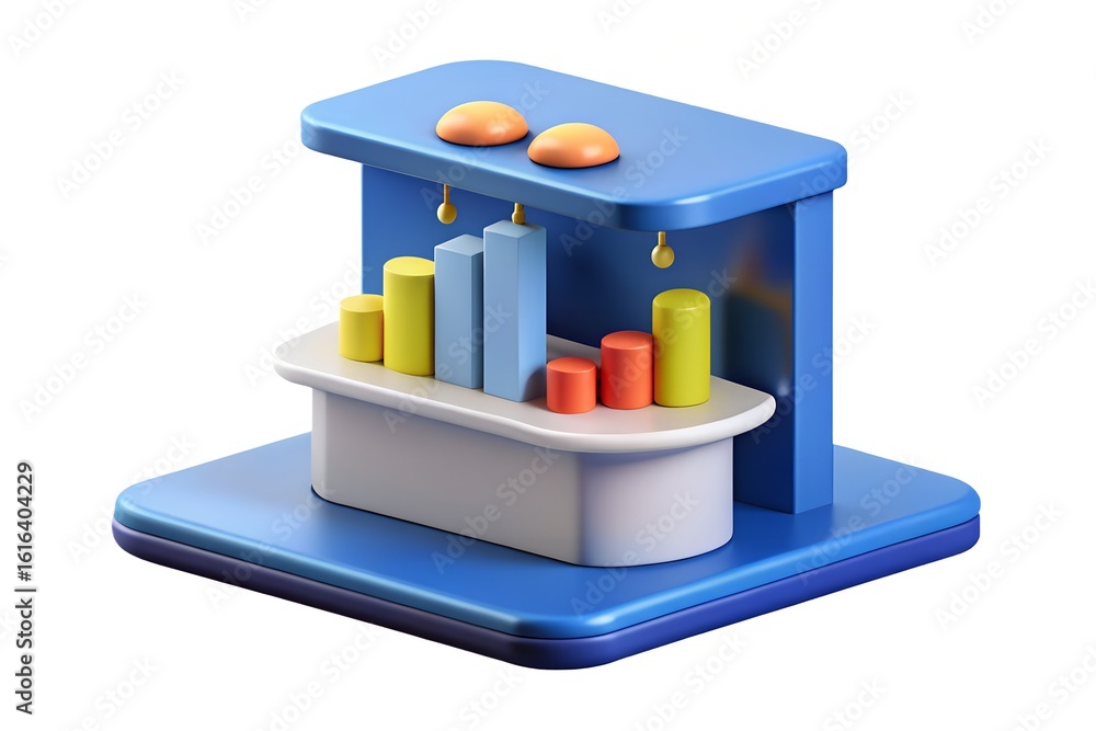 Aufkleber stylized 3d bar chart display with abstract elements