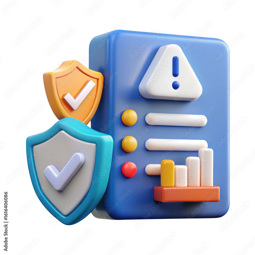 Poster 3d security and data protection icons isolated on transparent background