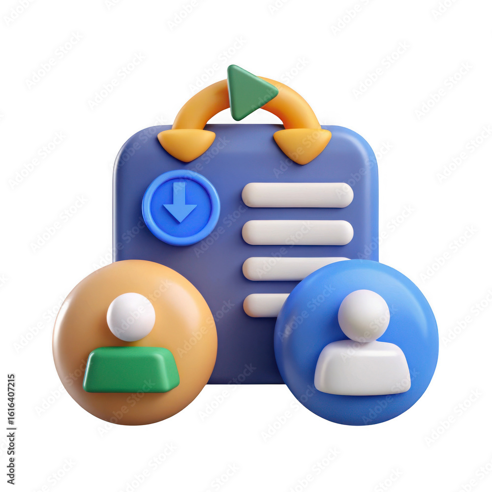 Poster 3d user profile and data management icon isolated on transparent background