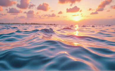 Obraz premium rippled water surface at sunset