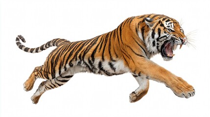 Obraz premium Majestic Tiger Isolated on White Background for Design Projects