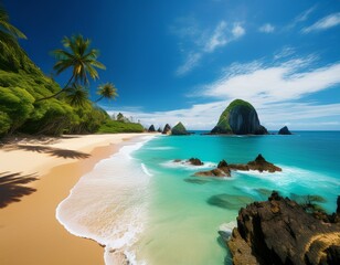 we created a generative stock wallpaper image featuring a beautiful beach in fernando de noronha brazil