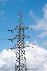 High voltage electricity pole in Diksmuide, West Flanders, Belgium