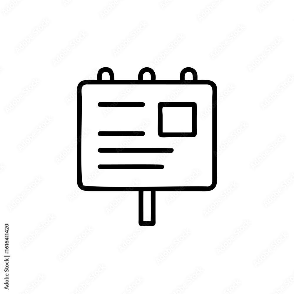 Poster outline icon a job posting board with text image placeholders vector