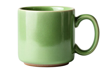 Green Ceramic Mug: A minimalist close-up of a vibrant green ceramic mug, its simple elegance perfect for enjoying a hot beverage.