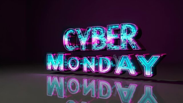 Cyber Monday glowing sign highlights digital commerce excitement sale energy attention on retail innovation technology cyber event trends and seasonal consumer focus