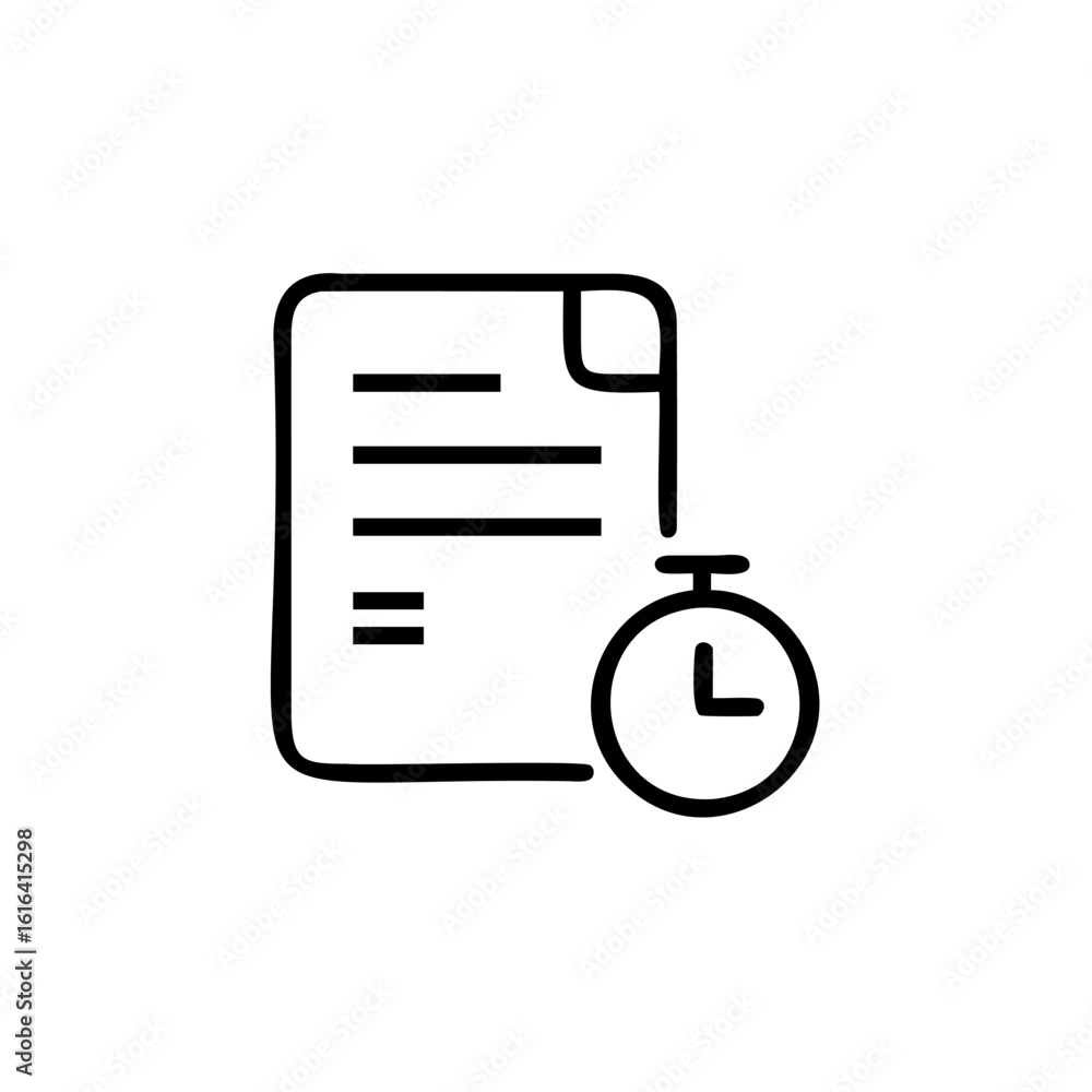 Poster outline icon document with clock indicating part time paper text