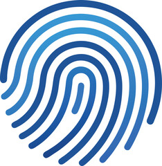 Blue fingerprint icon representing security and identity isolated on white background