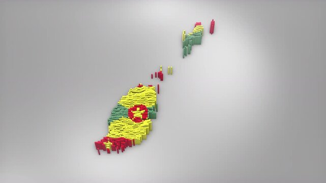 Grenada country opener intro with 3d bars forming the map with Waving Flag Design which useful for news, political events, sports intros and presentation.
