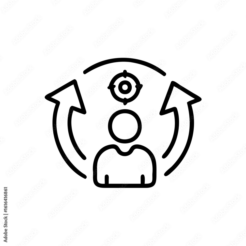 Aufkleber outline icon person with target circular arrows vector