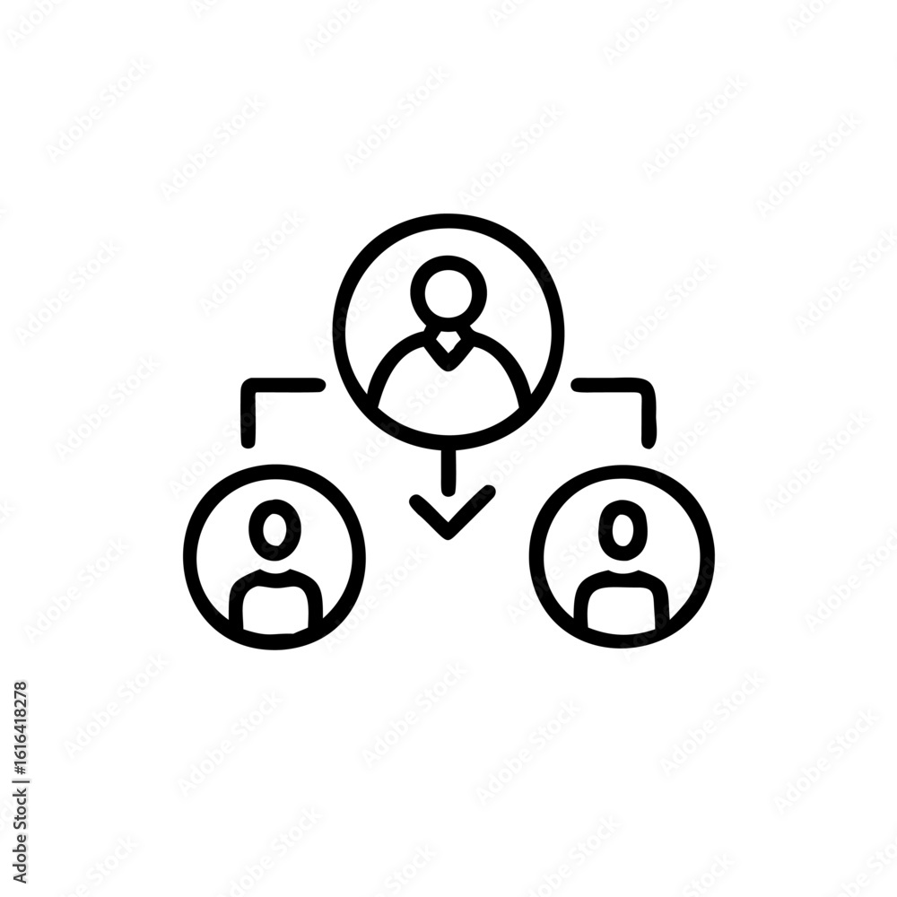 Poster outline icon three people in a hierarchy with connecting lines network connection