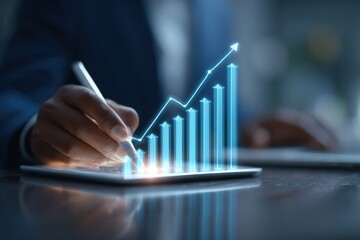 Business growth and financial success illustrated by upward trend graph