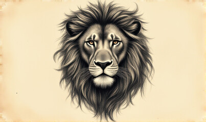Obraz premium lion head sketch on drawing paper