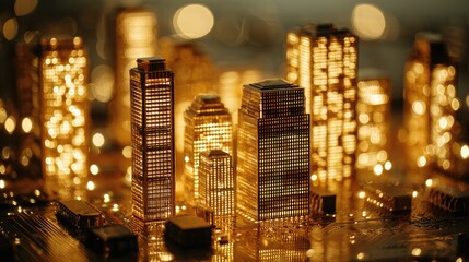 Obraz premium City model illuminated, intricate design