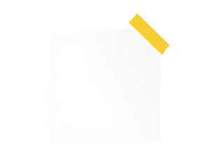 Blank paper with a piece of sticky tape placed on a white or transparent background.