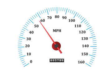 Realistic analog speedometer car odometer rpm dial counter gauge miles engine speed measuring scale meter dashboard indicator on transparent isolated background