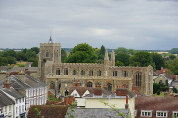 St Peter & St Paul Church, clare village, suffolk, uk, July 2025, view from the keep